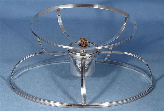 A large George III silver revolving dish stand and burner, by William Fountain, width 287mm, weight 18.2oz/569grms.